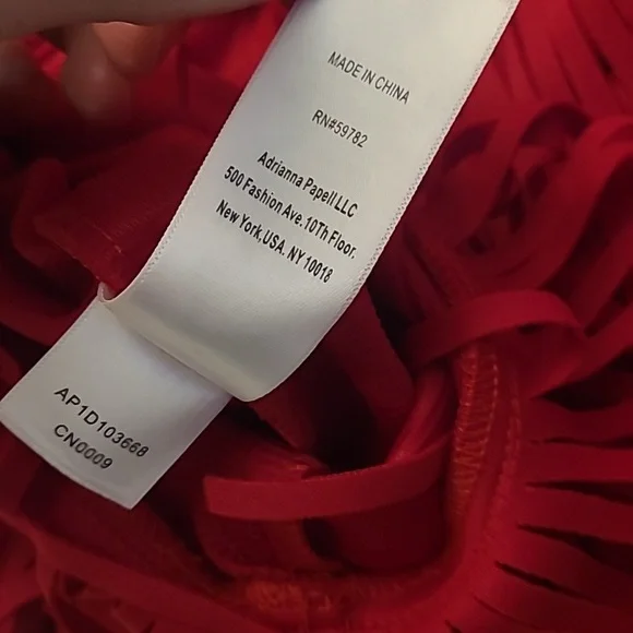 EUC Adrianna Papell Red Double Fringe Hem Sleeveless Cocktail Dress - Picture 12 of 14